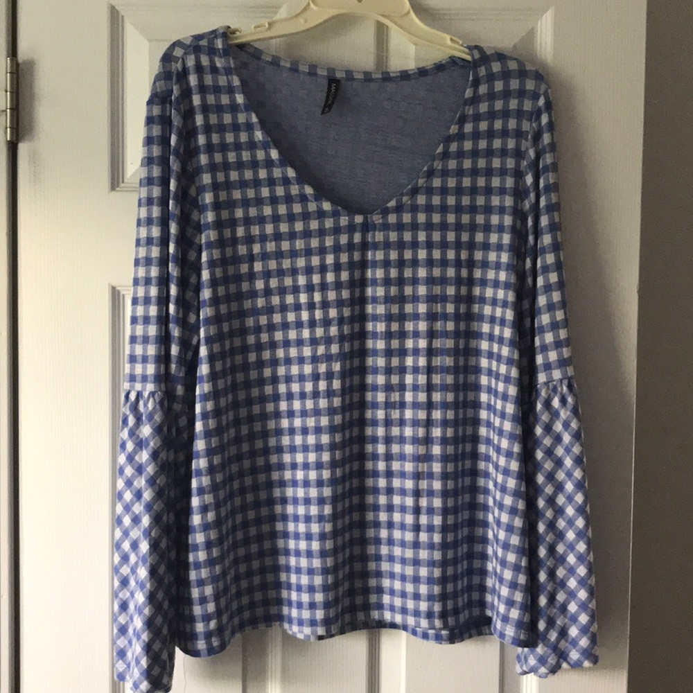 Blue and white checkered shirt